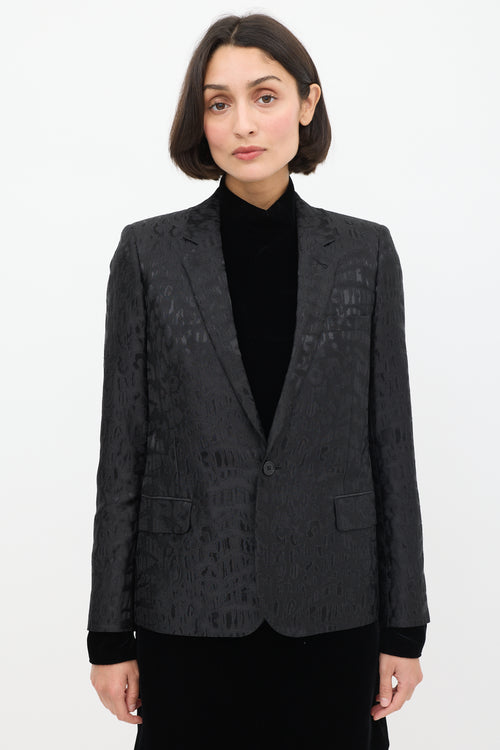 Saint Laurent Black Wool Jacquard One Button Blazer