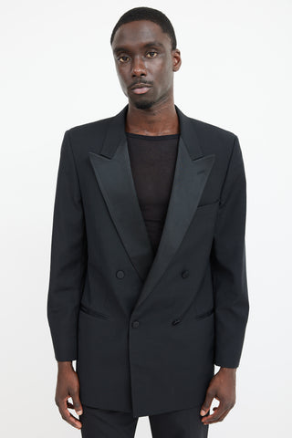 Saint Laurent Black Wool Satin Blazer