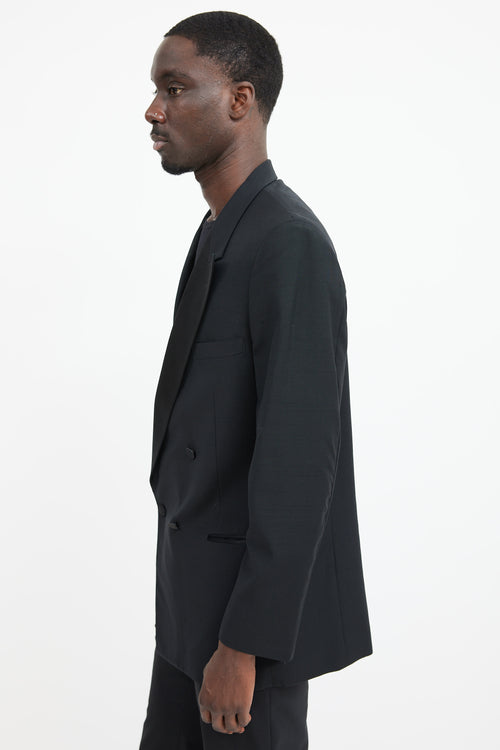 Saint Laurent Black Wool Satin Blazer