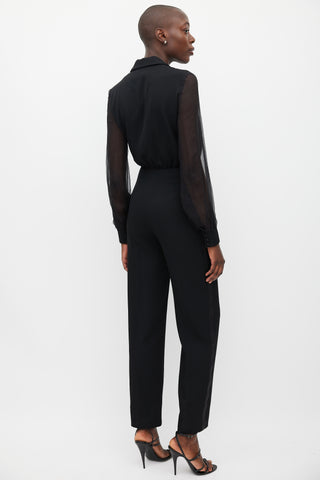 Saint Laurent Black Wool Sheer Jumpsuit
