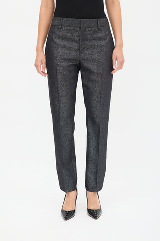 Saint Laurent Black Wool Sparkly Tapered Trouser