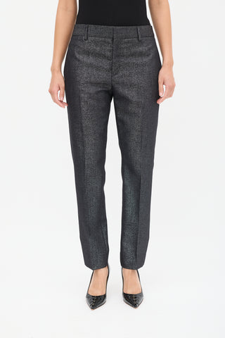 Saint Laurent Black Wool Sparkly Tapered Trouser