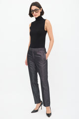 Saint Laurent Black Wool Sparkly Tapered Trouser