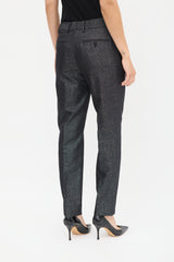 Saint Laurent Black Wool Sparkly Tapered Trouser