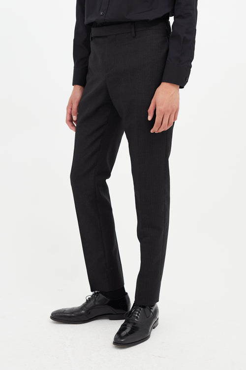 Saint Laurent Black Wool Stripe Suit