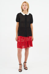 Saint Laurent Black & White Silk Top