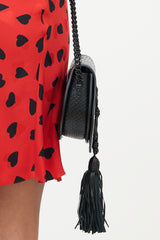 Saint Laurent Black Leather Passementerie Chain Crossbody Bag