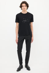 Saint Laurent Black & Silver Star Logo Printed T-Shirt