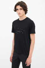 Saint Laurent Black & Silver Star Logo Printed T-Shirt