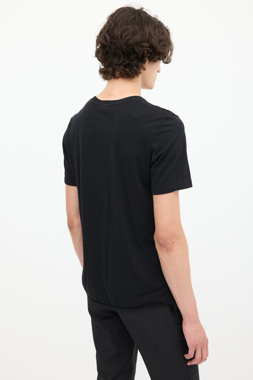 Saint Laurent Black & Silver Star Logo Printed T-Shirt