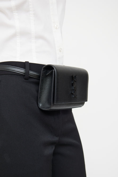 Saint Laurent Black Kate Grained Belt Bag