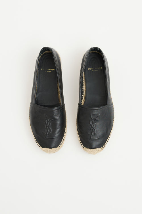 Saint Laurent Leather Cassandre Logo Espadrille