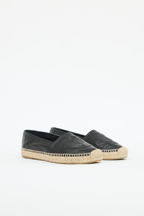 Saint Laurent Leather Cassandre Logo Espadrille