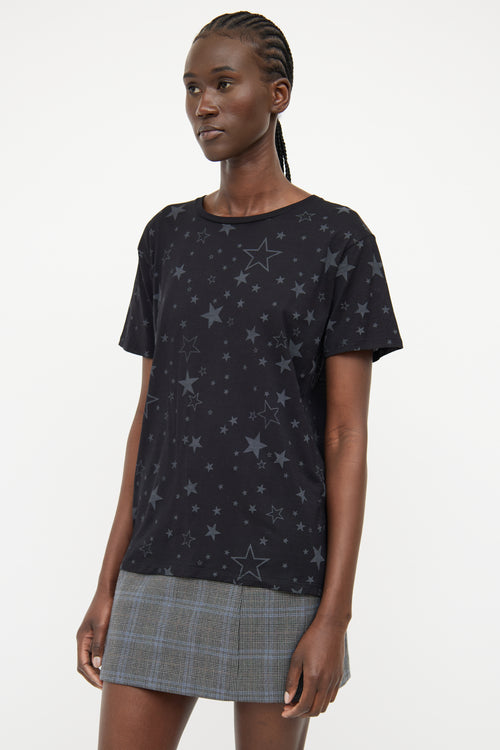Saint Laurent Black & Grey Star Pattern T-shirt