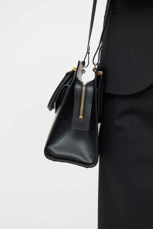 Saint Laurent Black Grained Uptown Tote