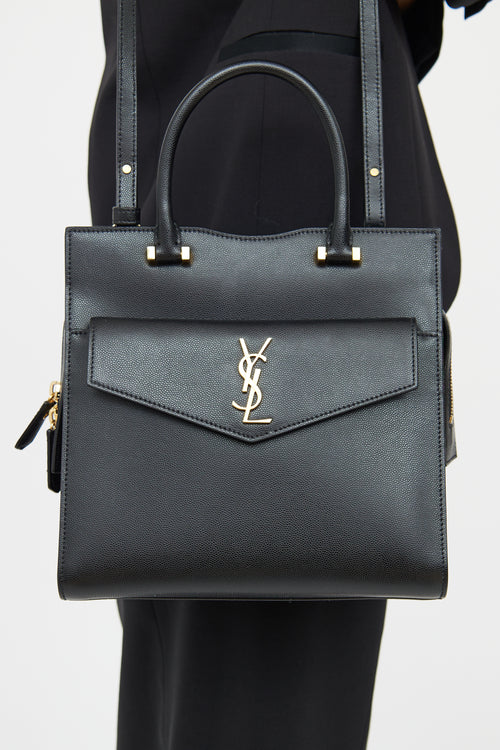 Saint Laurent Black Grained Uptown Tote