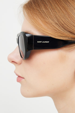 Saint Laurent SL498 Black Rectangular Sunglasses