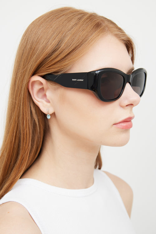 Saint Laurent SL498 Black Rectangular Sunglasses