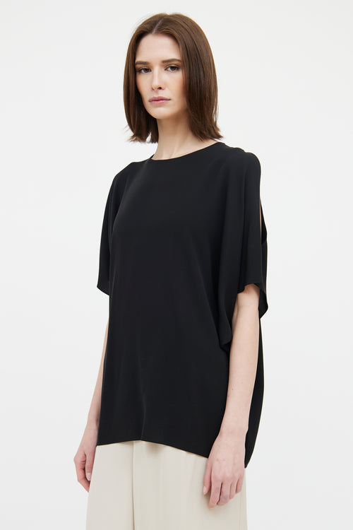 Saint Laurent Black Silk Short Sleeve Top