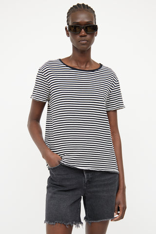 Saint Laurent Black & White Stripe Short Sleeve T-shirt