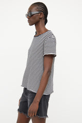 Saint Laurent Black & White Stripe Short Sleeve T-shirt