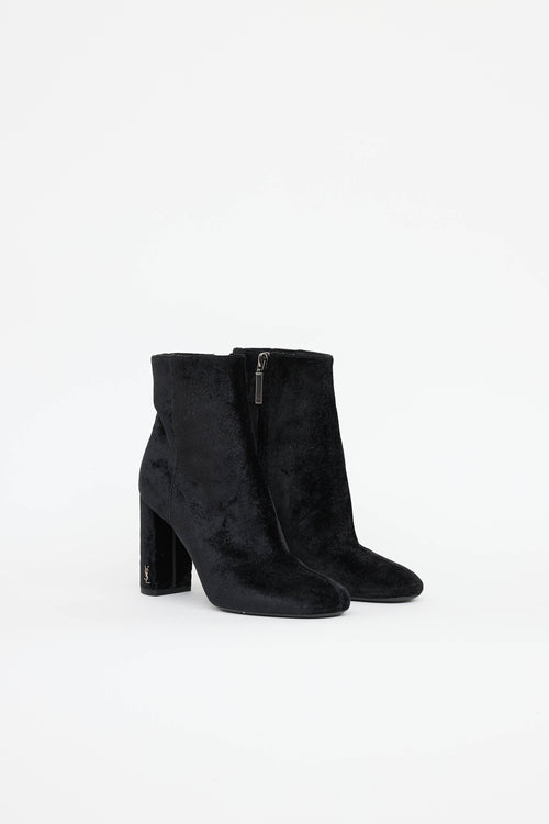 Saint Laurent Velvet High Heel Boot