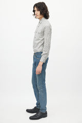 Saint Laurent Blue Denim Medium Wash Five Pocket Jeans