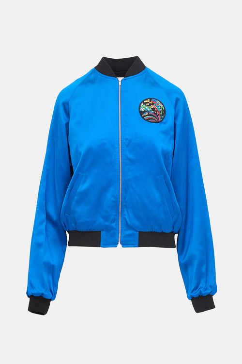 Saint Laurent 2016 Satin Embellished Bomber Jacket