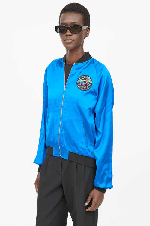 Saint Laurent 2018 Satin Embellished Bomber Jacket