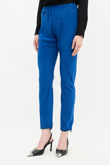 Saint Laurent Blue Silk Zip Pants