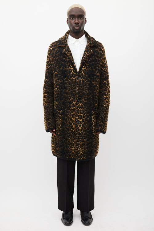 Saint Laurent Brown & Black Mohair Coat