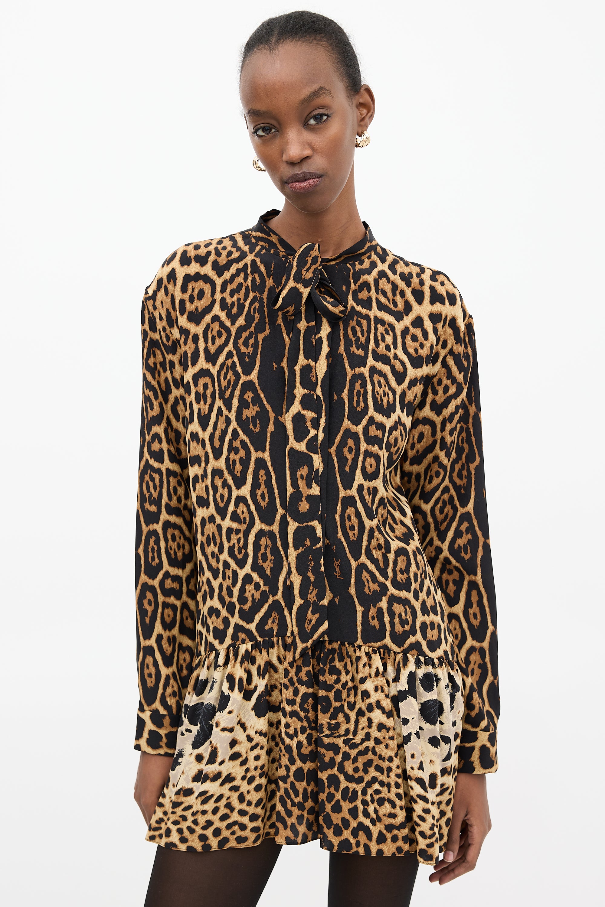 Saint Laurent // Silk Printed Tie Dress – VSP Consignment