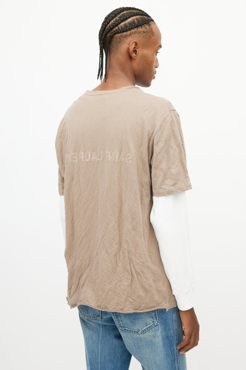 Saint Laurent Brown Faded Logo T-Shirt