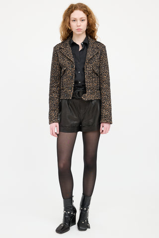Saint Laurent Brown & Black Print Military Jacket