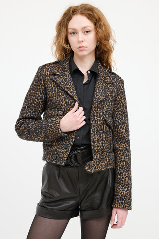 Saint Laurent Brown & Black Print Military Jacket
