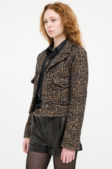 Saint Laurent Brown & Black Print Military Jacket