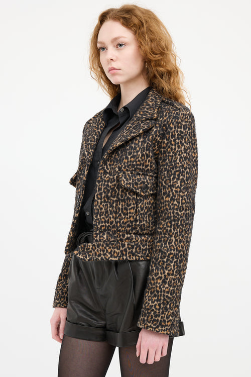 Saint Laurent Brown & Black Print Military Jacket