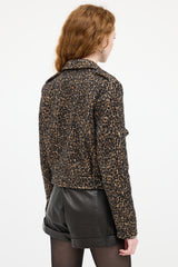 Saint Laurent Brown & Black Print Military Jacket