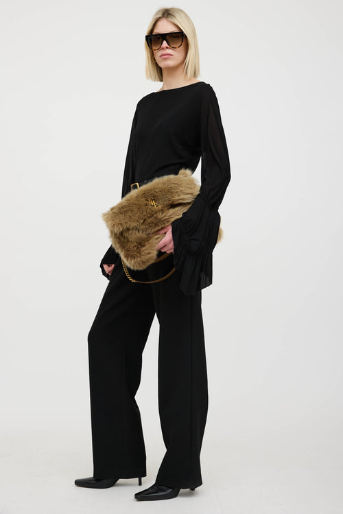 Saint Laurent Niki Rouan Shearling Shoulder Bag