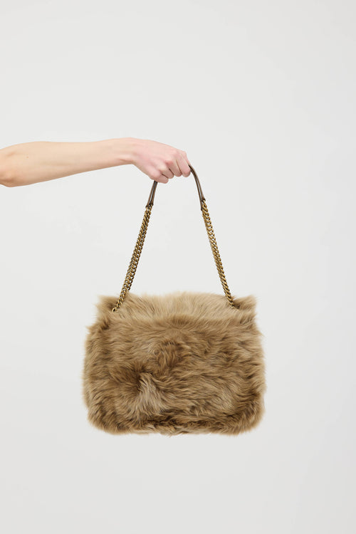 Saint Laurent Niki Rouan Shearling Shoulder Bag