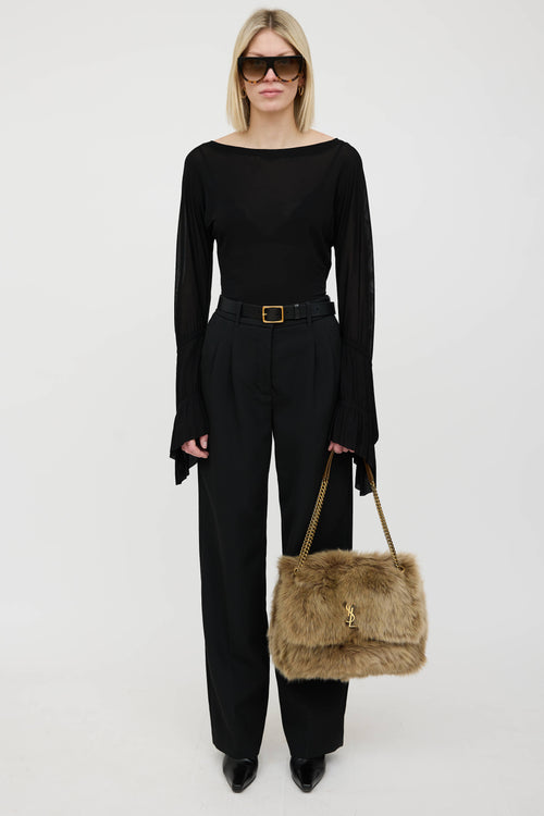 Saint Laurent Niki Rouan Shearling Shoulder Bag