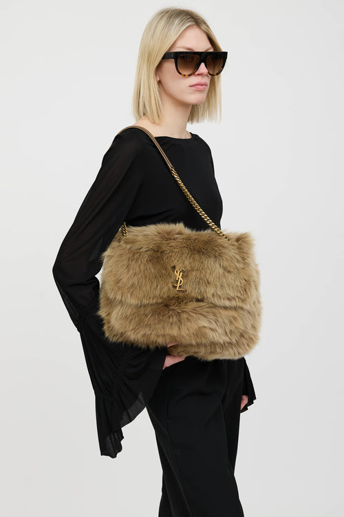 Saint Laurent Niki Rouan Shearling Shoulder Bag