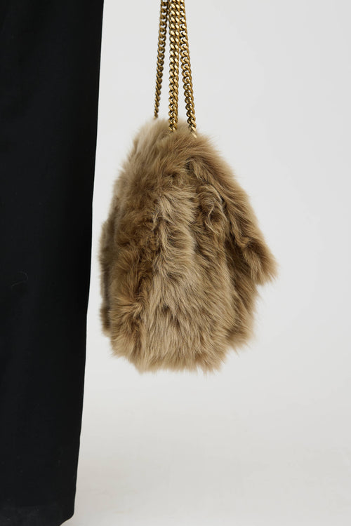 Saint Laurent Niki Rouan Shearling Shoulder Bag