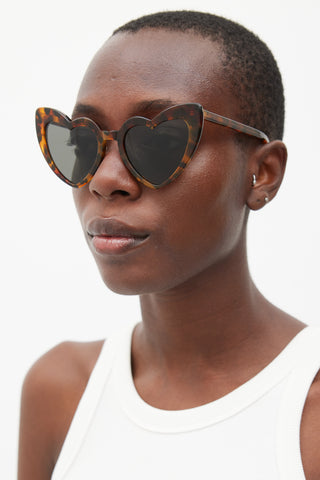 Saint Laurent Brown Lou Lou Heart Sunglasses