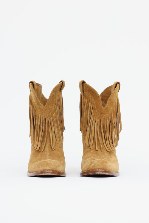 Saint Laurent Suede Fringe Boot