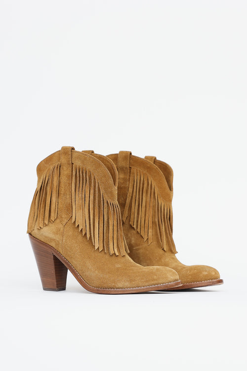 Saint Laurent Suede Fringe Boot