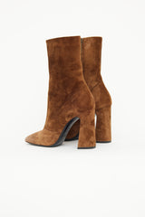 Saint Laurent Brown Suede Zip Booties