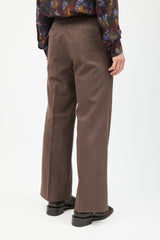 Saint Laurent Brown Wool Wide Leg Trouser