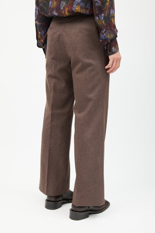 Saint Laurent Brown Wool Wide Leg Trouser