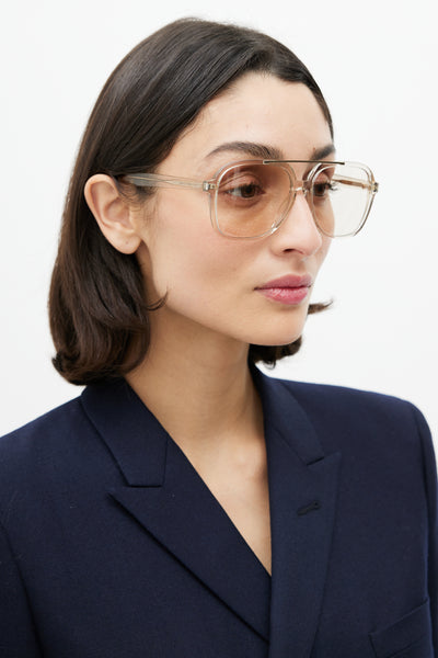 Saint Laurent // Clear & Gold SL545 Aviator Sunglasses – VSP Consignment